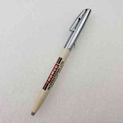 [Pen] Homco International Ltd., Ballpoint, Plastic Off-White Black Red, Metal Silver-Coloured