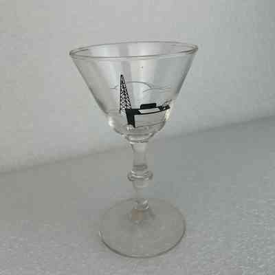 [Martini Glass] Office Desk, Oil Derrick, Glass, Black White