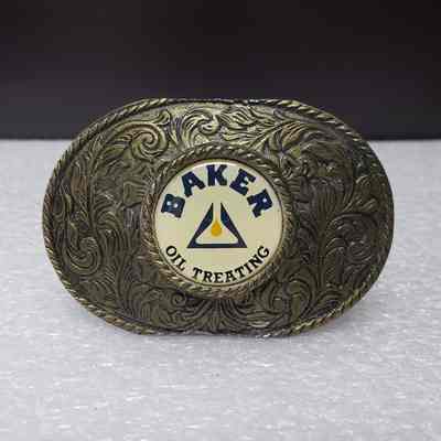 [Belt Buckle] Baker Oil Treating, Antique-Bronze White [Damaged]