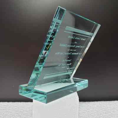 [Desk Plaque] Obed Mountain Thermal Coal Mine Sale, Glass - Angled Back: Angled view of back from the right.