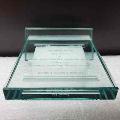 [Desk Plaque] Obed Mountain Thermal Coal Mine Sale, Glass - Angled Top: Angled view from the top.