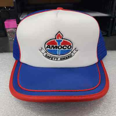 [Cap] AMOCO, Safety Award, Padded White Blue Red Mesh Blue