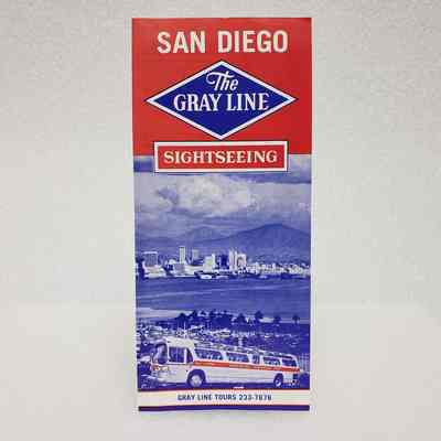 [Pamphlet] San Diego Sightseeing, The Grey Line, Bi-fold, Blue Red