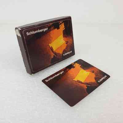 [Playing Cards] Schlumberger, "Answers", Single-Deck, In Box Maroon Orange Yellow, Card Maroon Orange Yellow