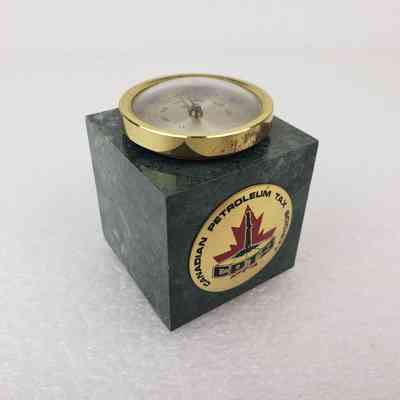 [Thermometer] Canadian Petroleum Tax Society, Marble Cube Green, Gauge Gold-Coloured