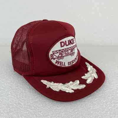 [Cap] Duke Welling Service, Embroidered Patch, Padded Crown Maroon, Mesh Body Maroon