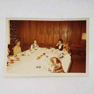 [Photo] Six Ladies Seated Around a Dining Table, Landscape, White Border, c.1972