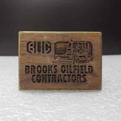[Belt Buckle] Brooks Oilfield Contractors, Wood Antique-Bronze