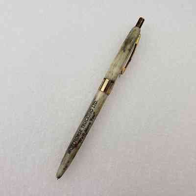 [Pen] Iron Horse Trucking Ltd., Ballpoint, Plastic Marbled Cream Brown, Metal Gold-Coloured