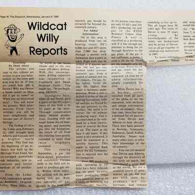 Newsclipping - Wildcat Willy Report, 9 January 1985: 2024.16.1.3