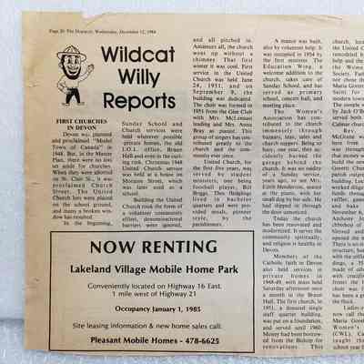Newsclipping - Wildcat Willy Report, 12 December 1984: 2024.16.1.16