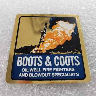 [Sticker] Boots & Coots, Metallic Gold - Angled: Angled view