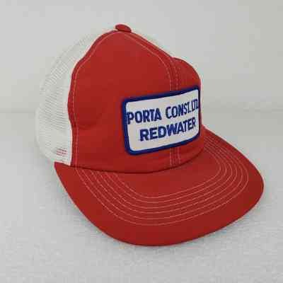 [Cap] Porta Const. Ltd. Redwater, Embroidered Patch, Padded Crown Red, Mesh Body White