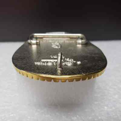 [Belt Buckle] TOTCO, 1981, Gold Silver - Side, Hook: View from side with close-up of hook