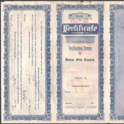Scan of Share Certificate, Reverse