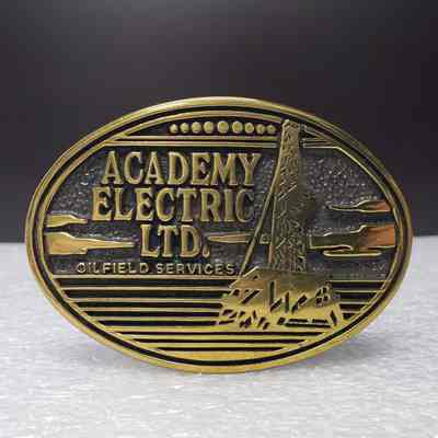 [Belt Buckle] Academy Electric Ltd. Oilfield Services, Antique-Bronze