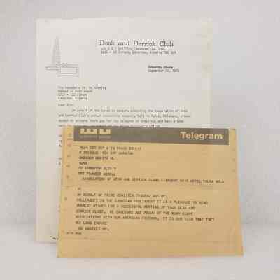 [Correspondence] Letter and Telegram, Hu Harries and Pierre Trudeau, Association of Desk and Derrick Clubs, Tulsa Oklahoma, 8 September, 1972