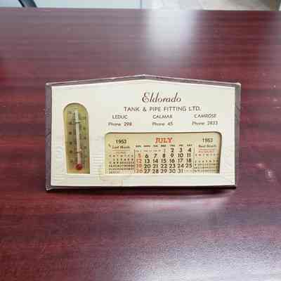 [Desk Calendar] Eldorado Tank & Pipe Fitting Ltd., w/Thermometer, 1953