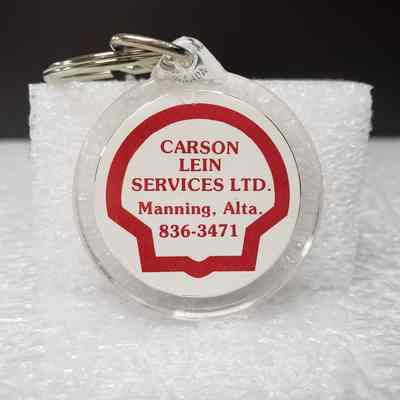 [Keychain] Carson Lein Services Ltd., Red Shell Logo, Clear Plastic