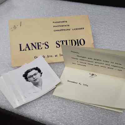 [Personal Object] Headshot Photos with Note in Envelope, Carol Haggerty, 1954