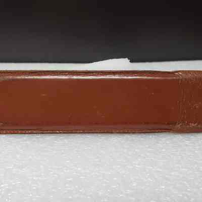 [Slide Rule] Union Carbide Chemicals and Plastics, White Plastic, Brown Leather - Back Case: Back view of case