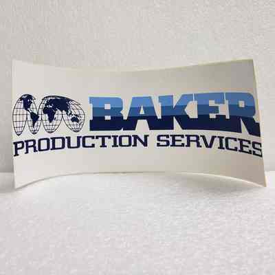 [Sticker] Baker Production Services. Rect., White Blue Navy