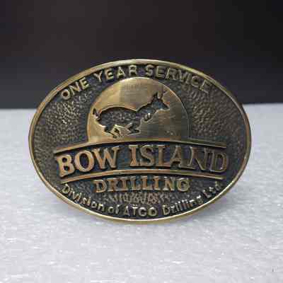 [Belt Buckle] Bow Island Drilling, One Year Service, Antique-Bronze
