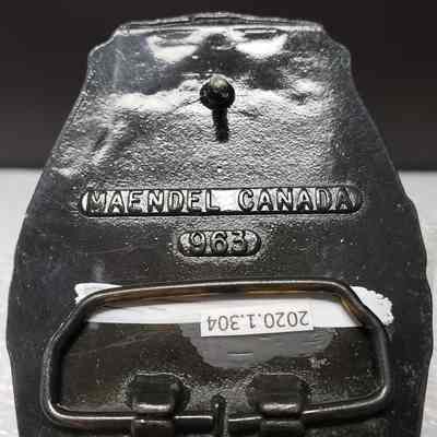 [Belt Buckle] Champion Drilling Rig No. 1, Antique-Bronze Copper Red - Maker's Mark: Close-up view of the maker's mark on the back.