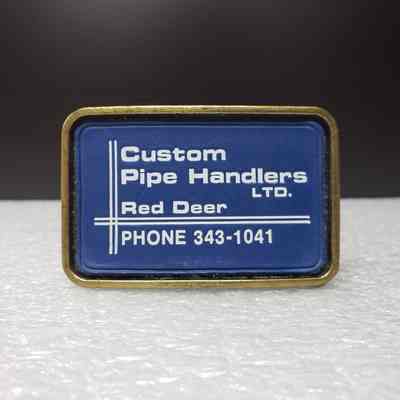 [Belt Buckle] Custom Pipe Handlers Ltd., Metal Antique-Bronze, Rubber Blue White [Damaged]