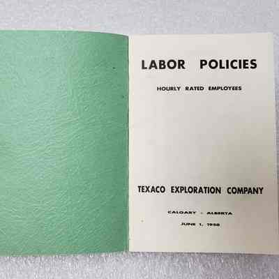 [Booklet] "Labor Policies: Hourly Rated Employees", Texaco, 1958 - Title Page: View of title page