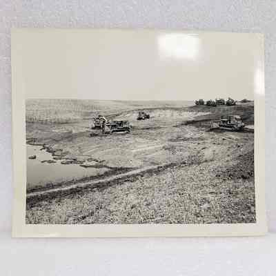 [Photo] Eight Bulldozers in Field, Large, BW, May 5, 1952