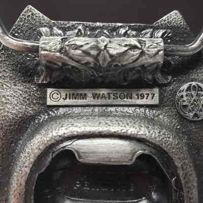 [Belt Buckle] Carlsberg, Horseshoe, Antique-Silver - Maker's Mark, Hinge: Close-up view of the maker's mark below the hinge.