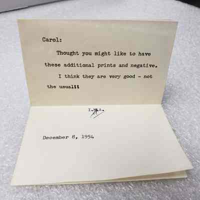 [Personal Effect] Headshot Photos with Note in Envelope, Carol Haggerty - Letter: Letter accompanying headshot photos