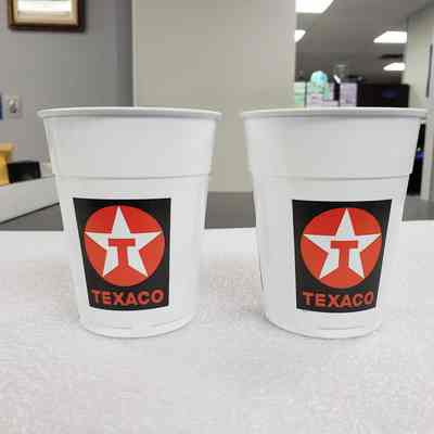 [Cup] Texaco Plastic Set of 2, White Black Red - FRONT Side B: View of front Side B