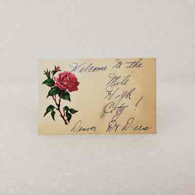 [Note Card] "Welcome to the mile High City!", Flower, Association of Desk and Derrick Clubs, Tulsa Oklahoma, September, 1972