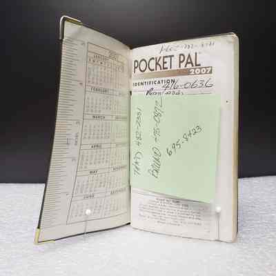 [Pocket Diary] 2007, "Barry Dunn, McIntyre Agencies LTD" - Front Interior: View of inner front cover and first page, with insert in situ