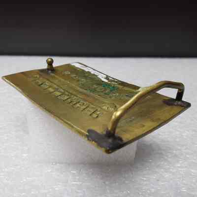 [Belt Buckle] Challenger, Bangladesh Project, Brass - Hinge: Angled view of the hinge.