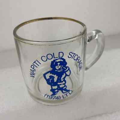 [Mug] Wapiti Cold Storage Ltd., Clear Glass, Blue, 1974