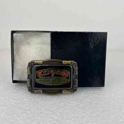 [Belt Buckle] EDCON Power Tong Services Ltd., Lac La Biche, Alberta, Cardboard Box, Antique-Bronze Black