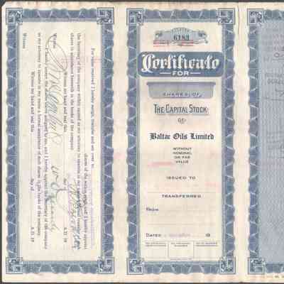 Scan of Share Certificate, Reverse