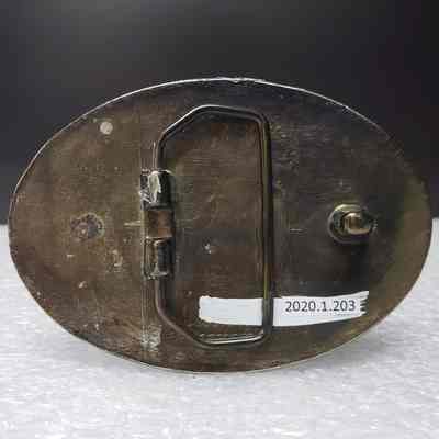 [Belt Buckle] BJ Hughes, Truck, Antique-Bronze - Back: View of the back.