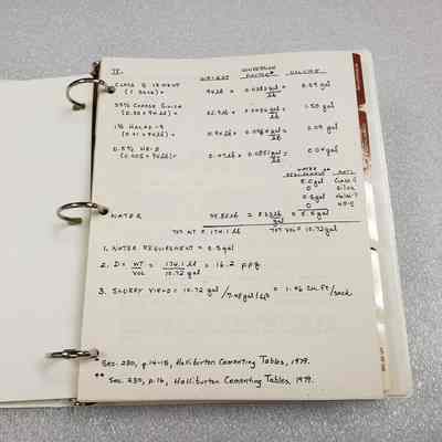 [Manual] Primary and Remedial Cementing, Exxon, White Binder w/ Cementing Tiger, c.1960s-70s - Front Notes: View of notes page at front