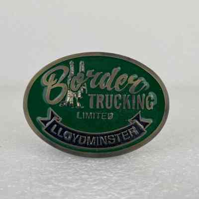 [Belt Buckle] Border Trucking Limited, Lloydminster, Antique-Silver Green Black