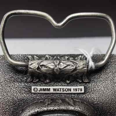 Belt Buckle] Old Vienna Lager, 1978 - Belt Loop/Hinge: View of belt loop on the back, hinged open