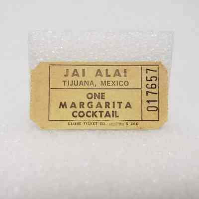 [Ticket] "One Margarita Cocktail", Jai Alai, Tijuana Mexico, c.1971
