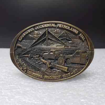 [Belt Buckle] Canadian Occidental Petroleum Ltd., Mazeppa Project 1985-86, Antique-Bronze
