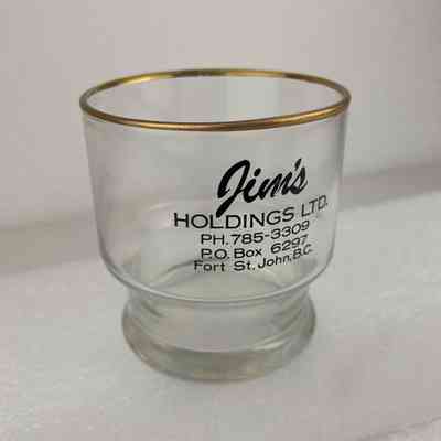 [Whisky Glass] Jim's Holdings Ltd., Fort St. John BC, Clear Glass, Gold Black