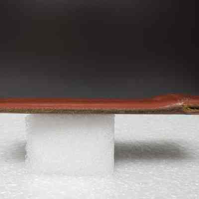 [Slide Rule] Union Carbide Chemicals and Plastics, White Plastic, Brown Leather - Side Case: Side view of case