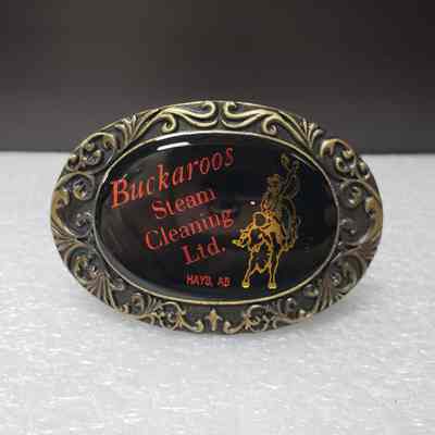 [Belt Buckle] Buckaroo Steam Cleaning Ltd., Antique-Bronze Black Red Gold