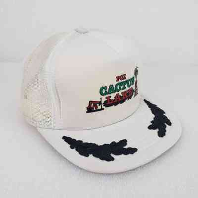 [Cap] PCI Cactus Lake, Padded Crown White, Mesh Body White, Embroidered Laurels, Green Red Black Print